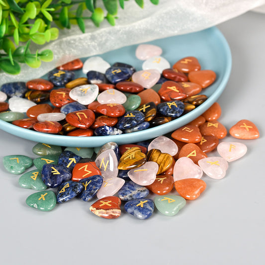 25Pcs Heart Shaped Crystal Rune